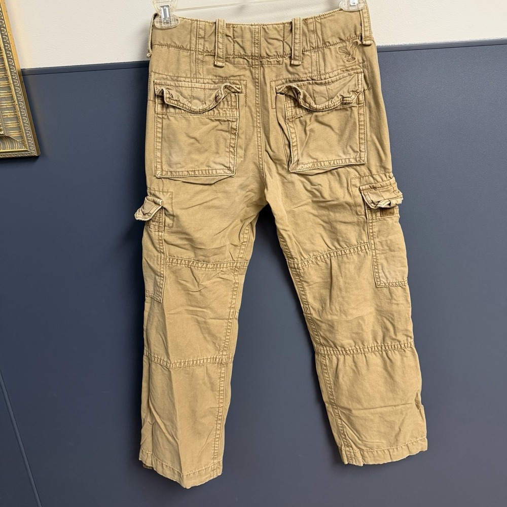 Y2K American Eagle Men's Khaki Cargo Pocket Pants Size 28/30 Grunge Utility‎ - Picture 3 of 10